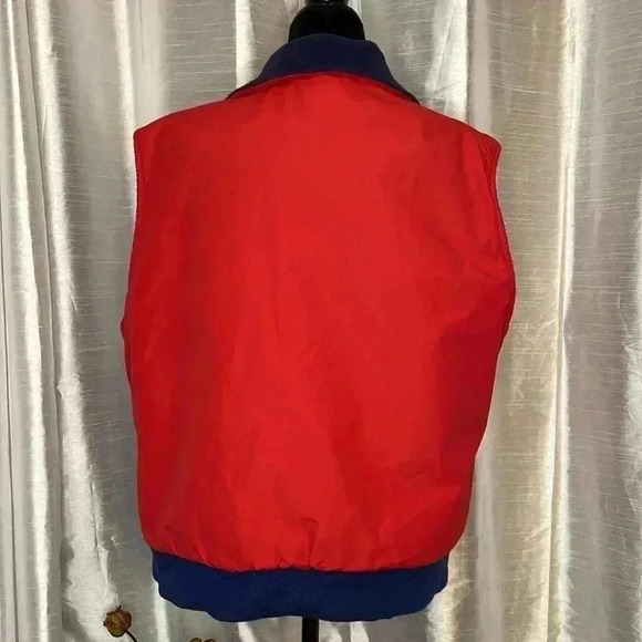 Lands’ End Men’s Large Red Fleece Lined Full Zip Vest Windbreaker Jacket - Picture 4 of 9